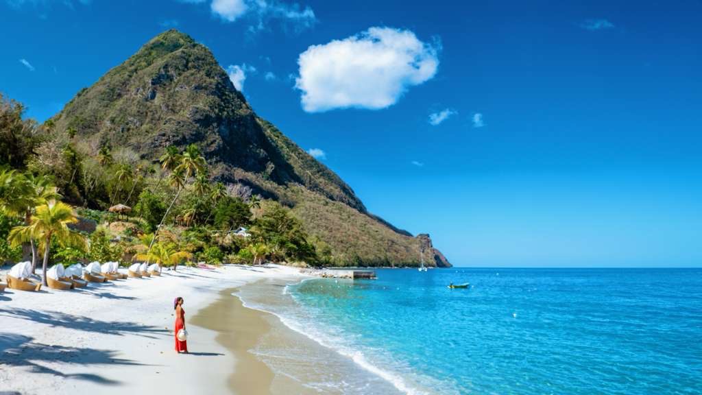 Scenic coastline viewed from an Explora Journeys ship in the Caribbean