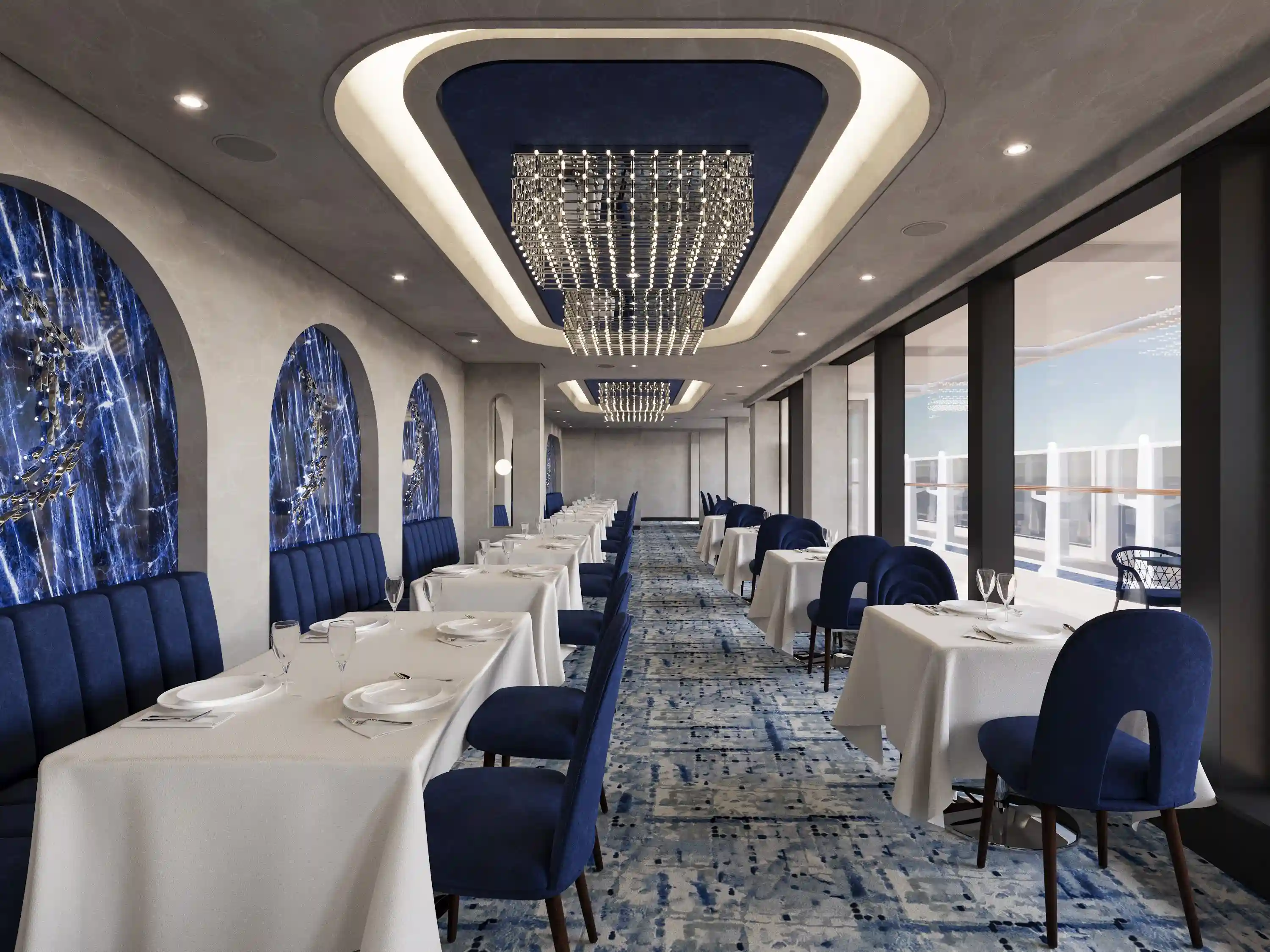 Elegant dining restaurant aboard Explora III