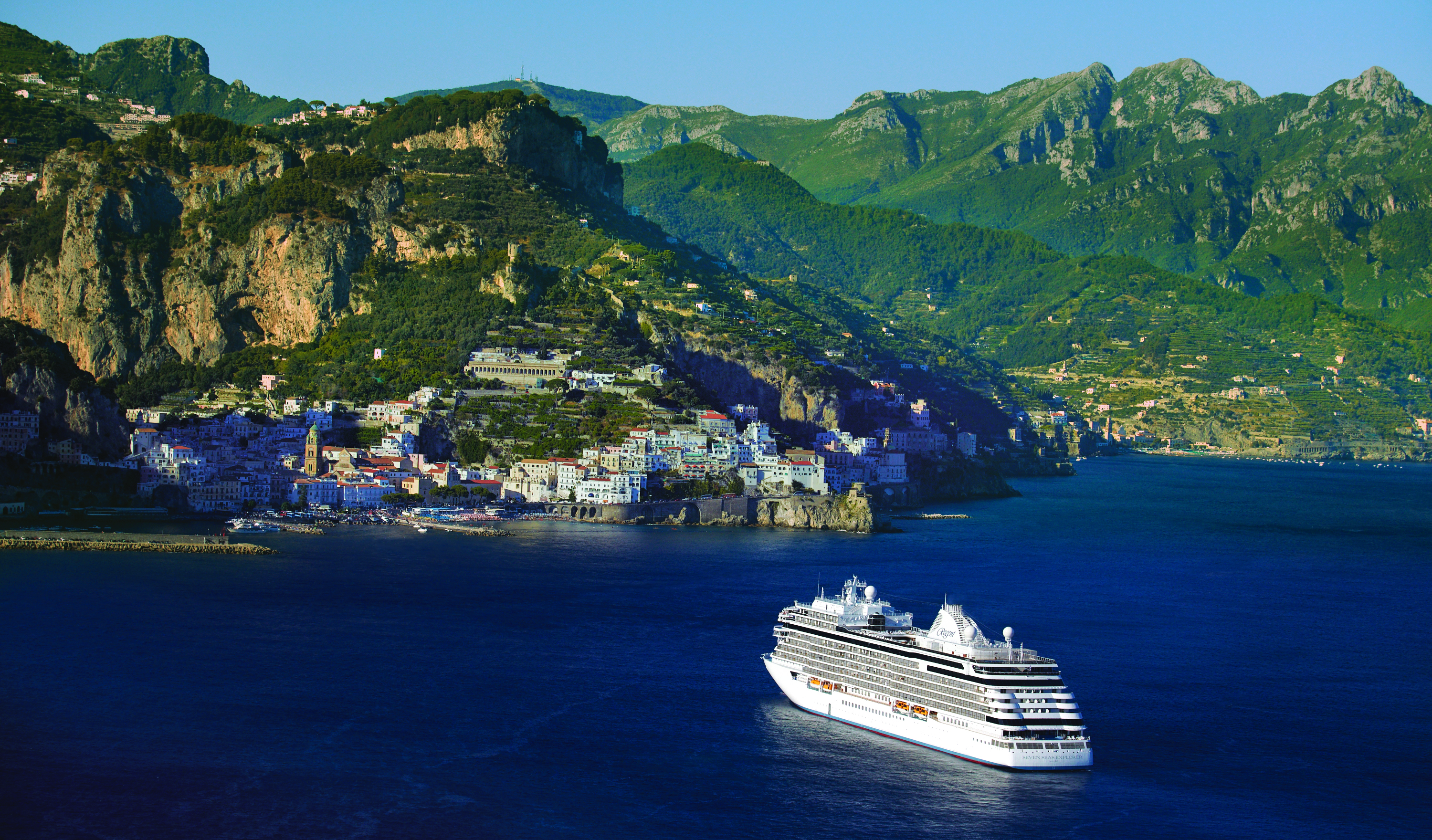 Luxury cruise ship at port