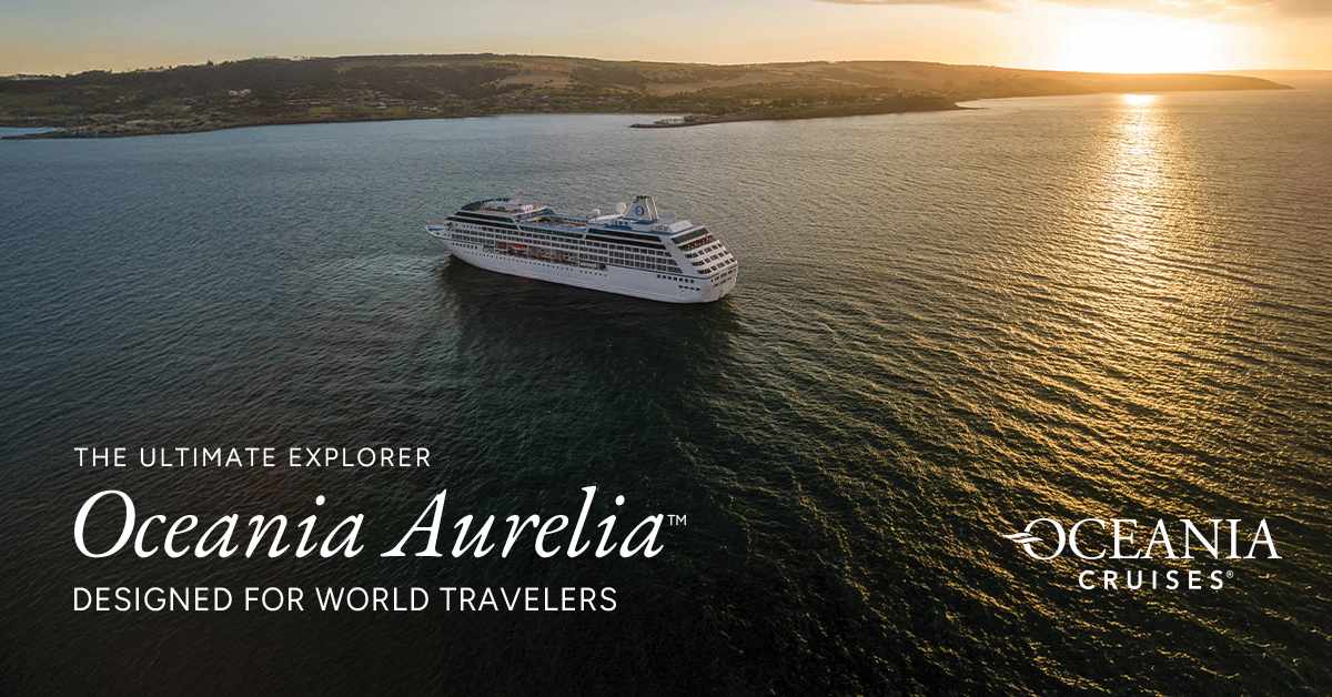 Oceania Cruises elegant ship entering port