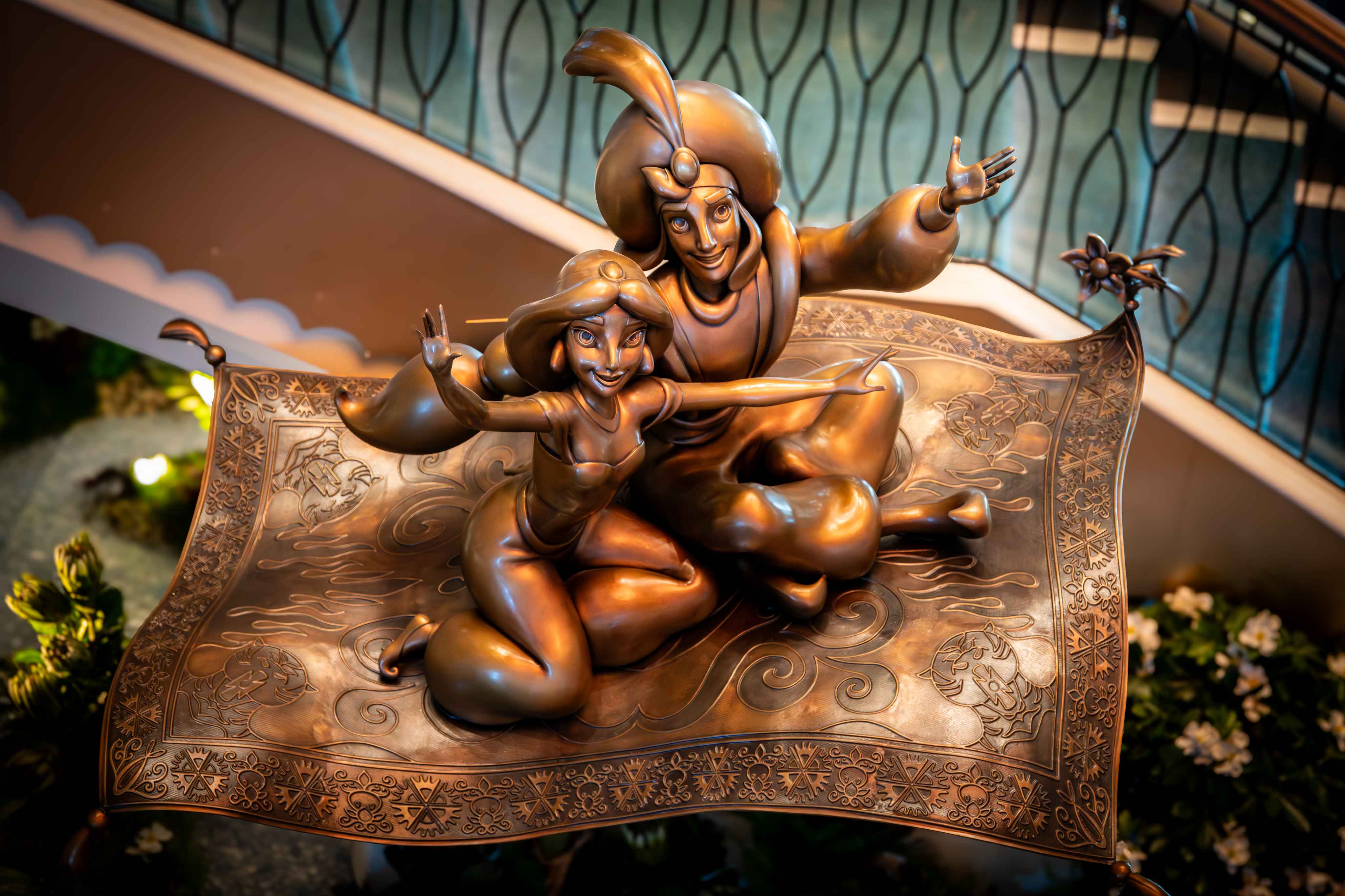 Aladdin and Jasmine Magic Carpet Statue on Disney Treasure