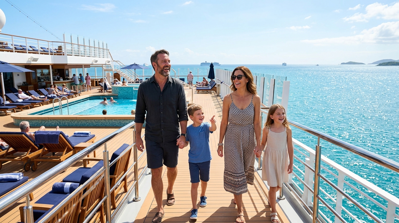 Multigenerational family enjoying a luxury cruise together