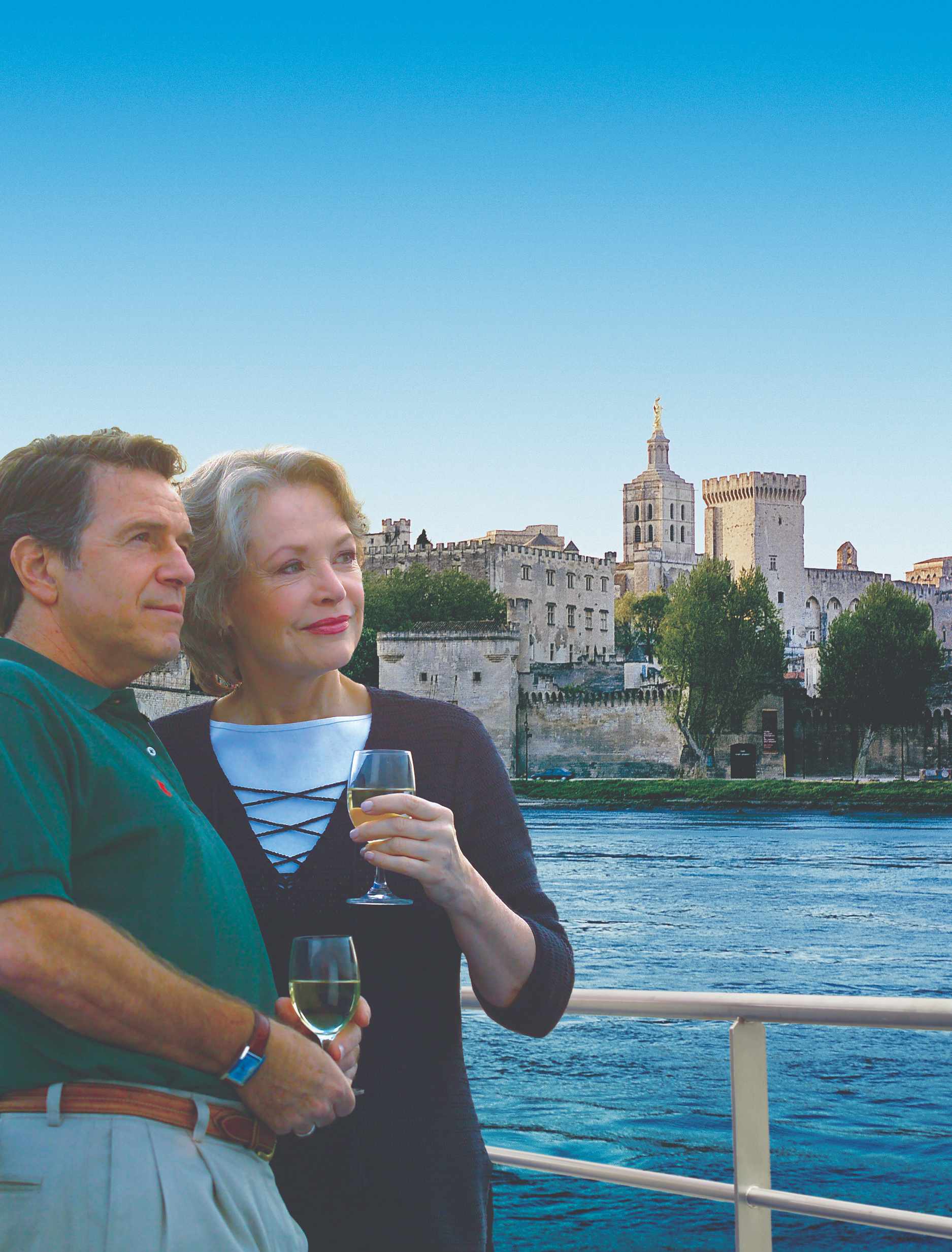 Mature travelers enjoying a Viking river cruise