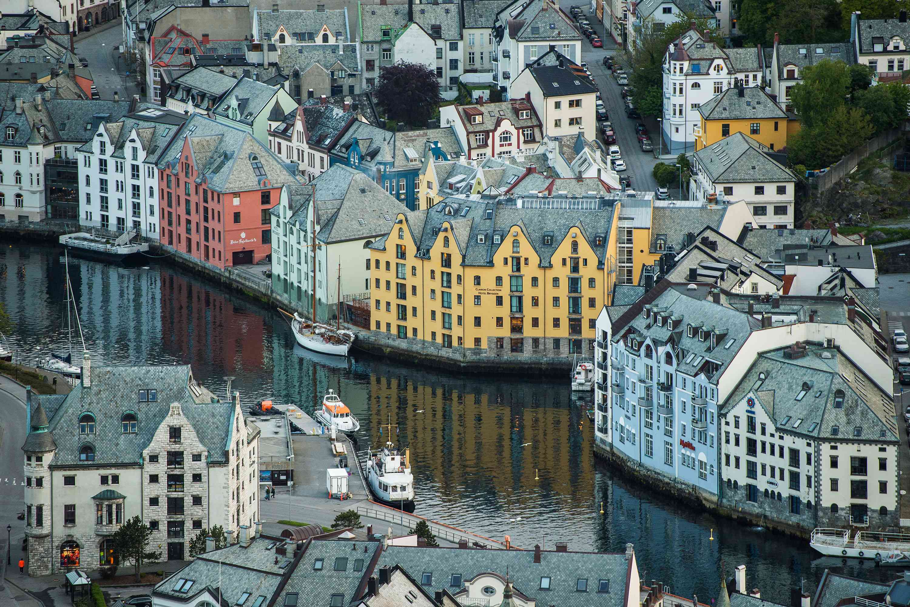 Bergen Norway waterfront harbor cityscape with cruise ships and scenic fjord views