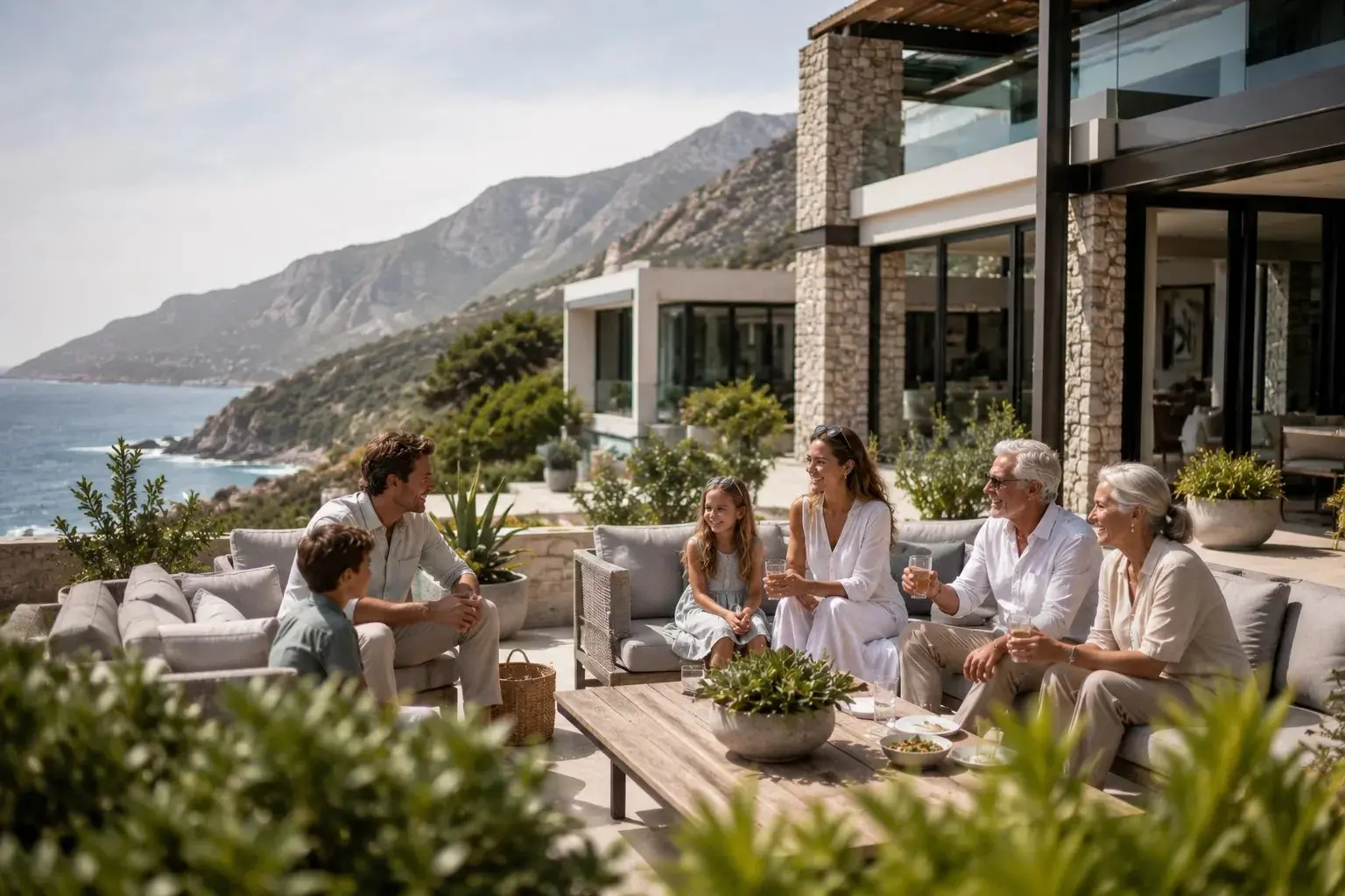 Multigenerational family enjoying luxury travel