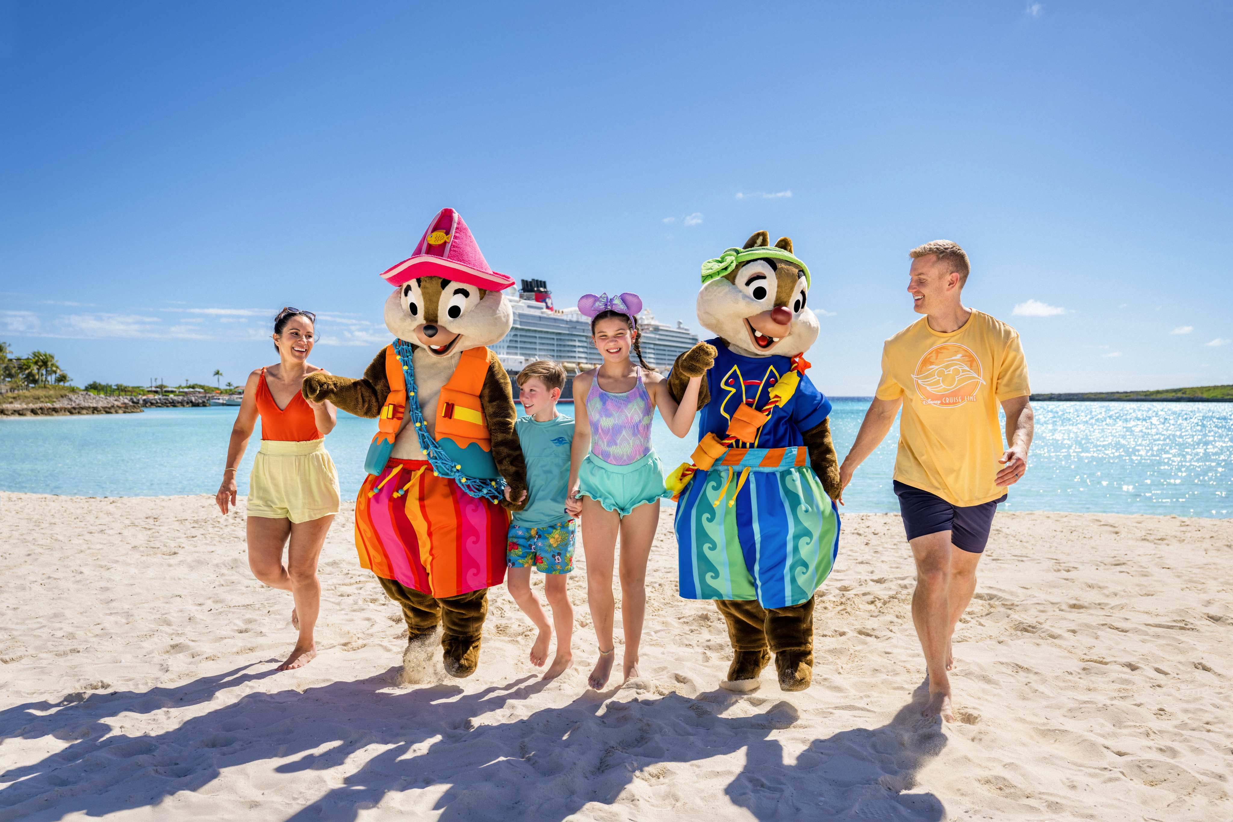 Chip and Dale at Castaway Cay Family Beach
