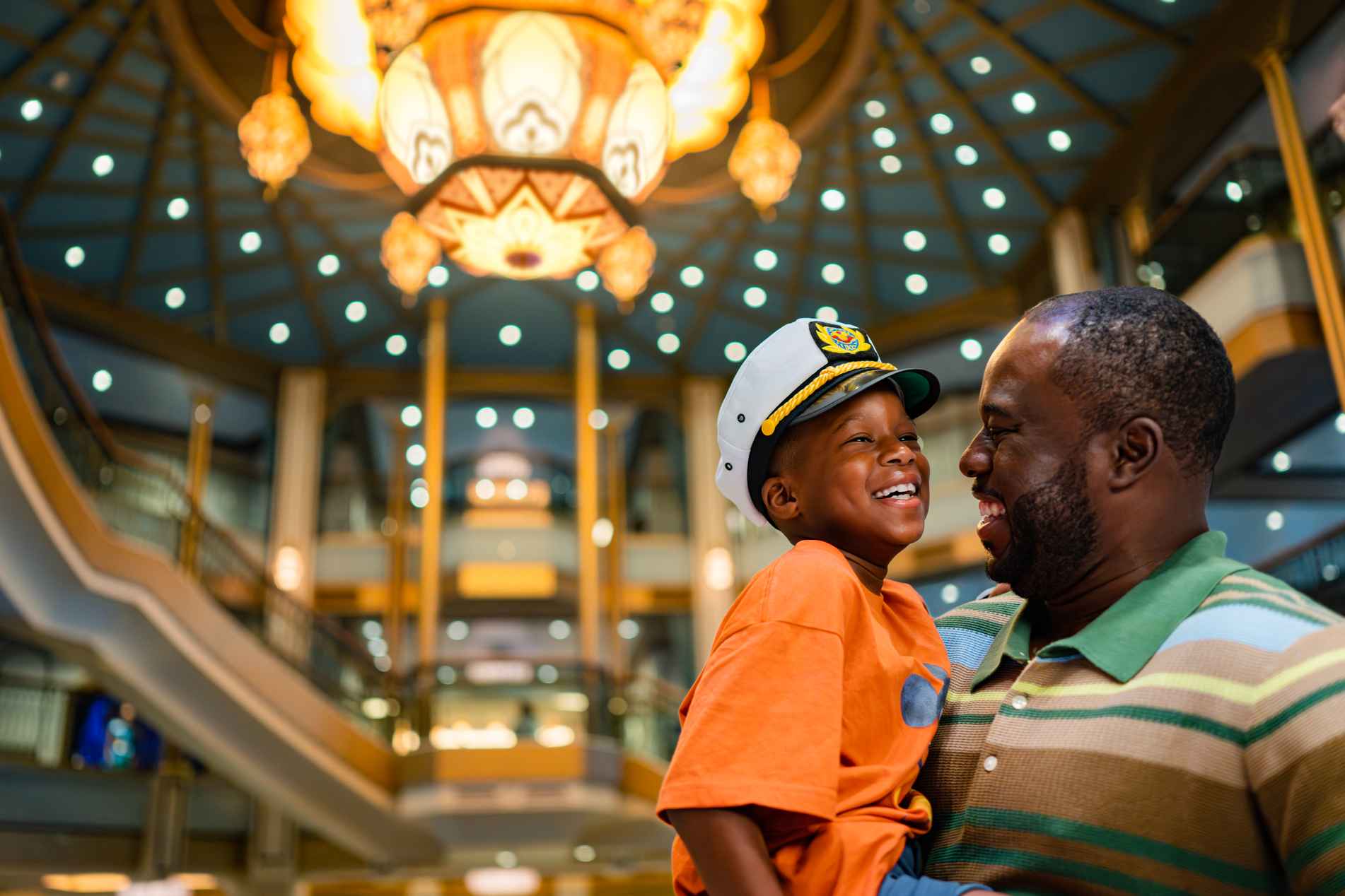 Father and Son in Disney Cruise Atrium