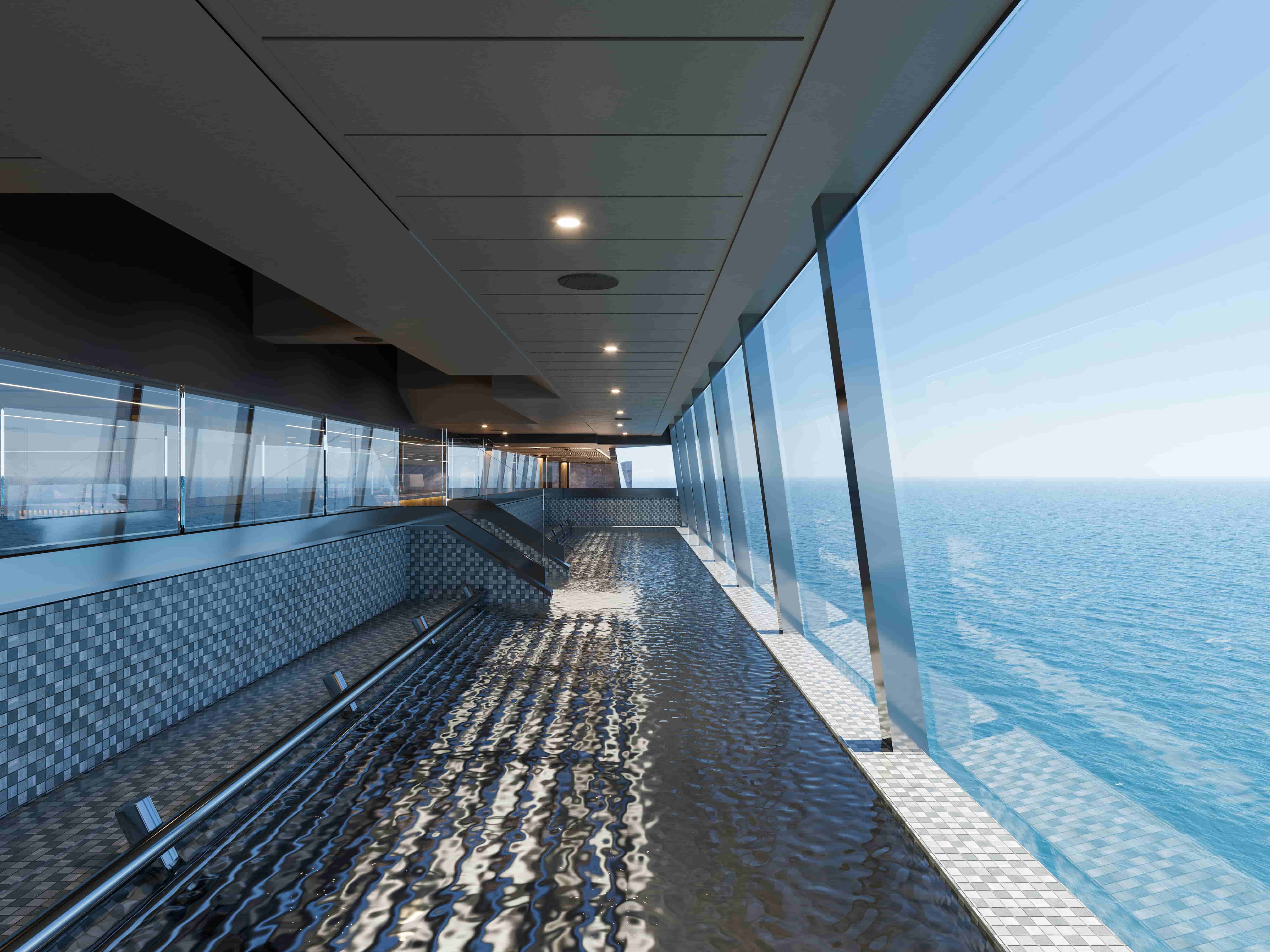 Elegant interior aboard Explora II with contemporary European design