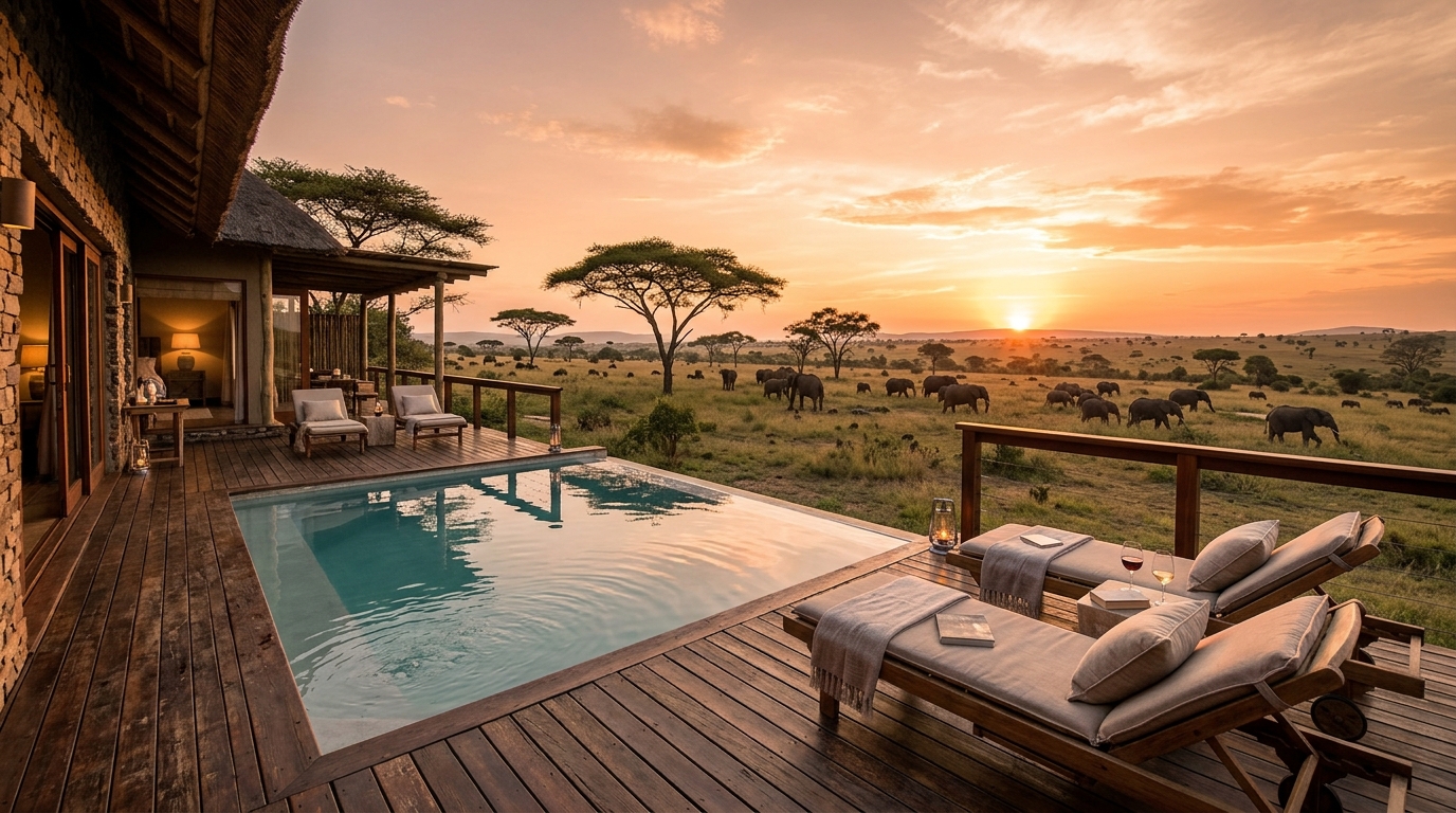 Private plunge pool at a luxury safari lodge
