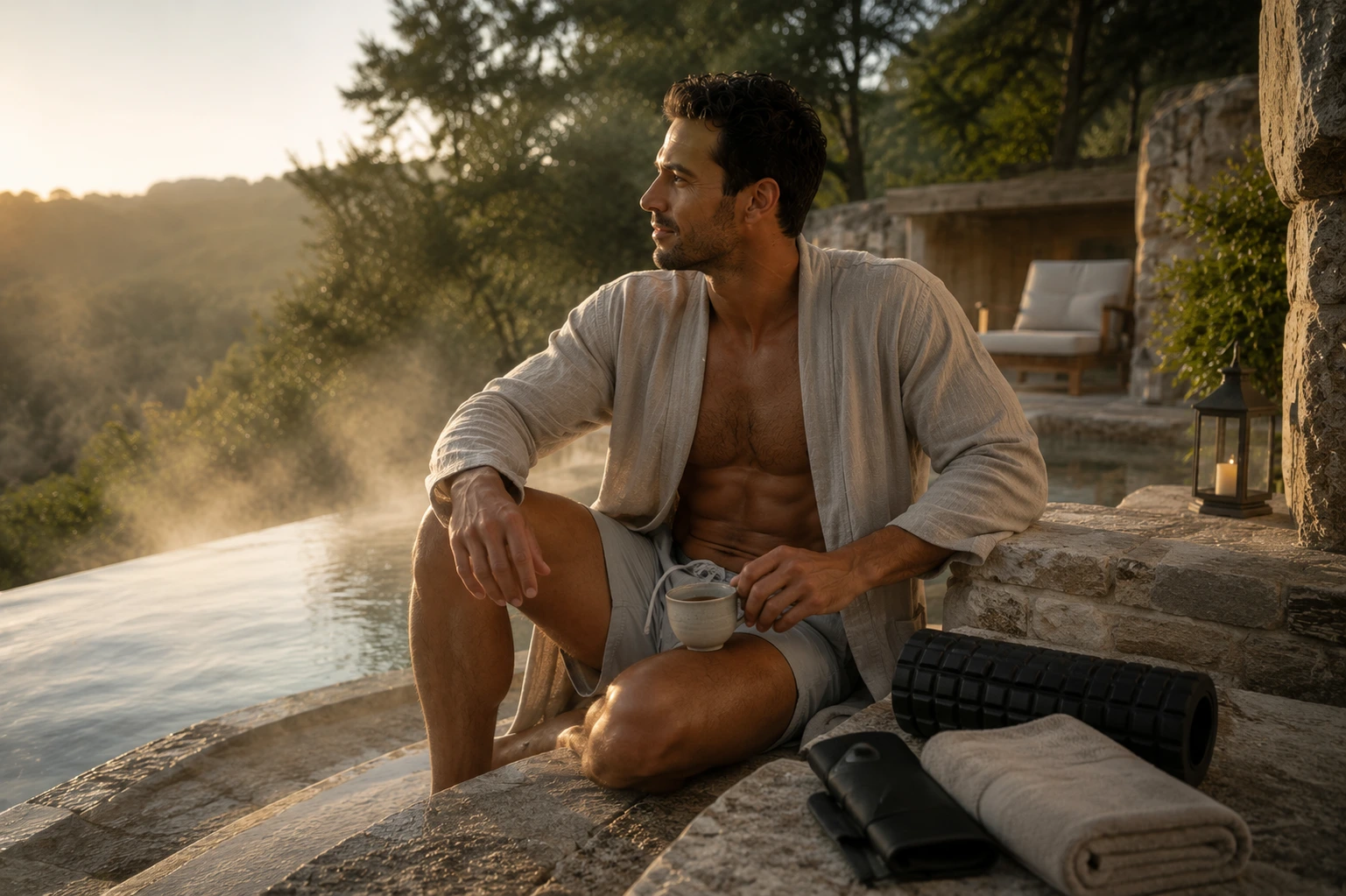 Private plunge pool and outdoor shower at a luxury safari tent