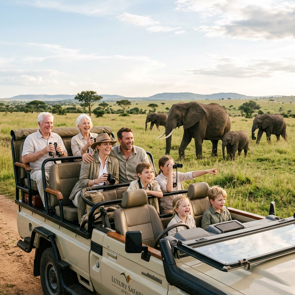 Multigenerational family safari adventure vacation