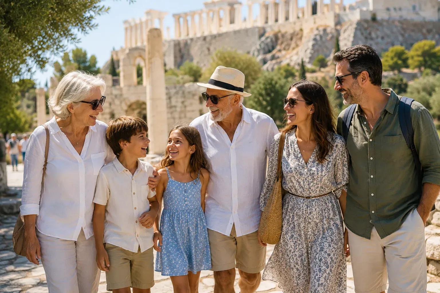 Luxury family travel at Greece Acropolis ruins