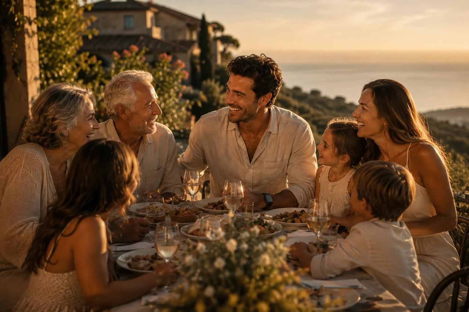 Professional athlete family relaxing at a private luxury villa