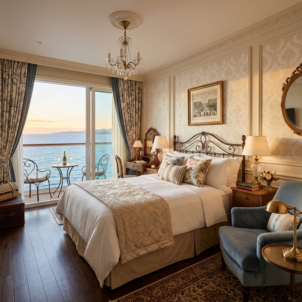 Ponant luxury stateroom with balcony