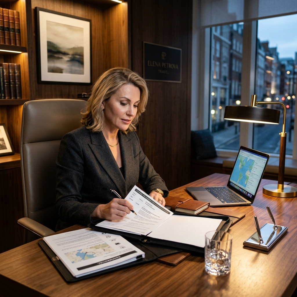 Luxury travel advisor planning an athlete family vacation