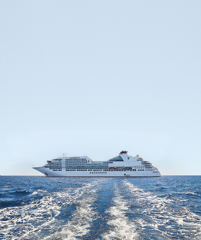 Seabourn classic luxury ocean cruise ship sailing the open sea