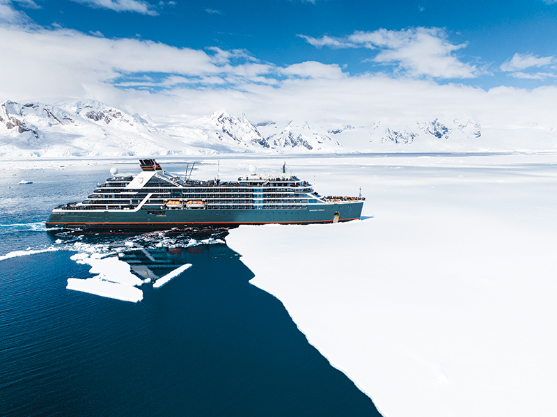 Seabourn purpose-built ultra-luxury expedition ship in polar ice