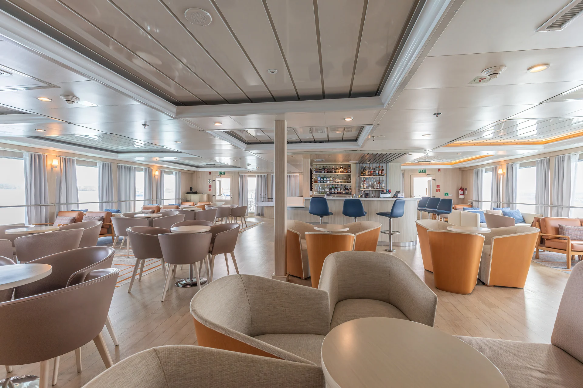 Expedition travelers onboard HX ship