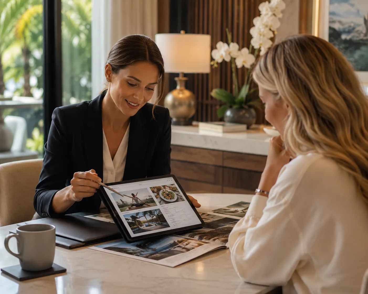 Concierge planning a personalized wellness itinerary